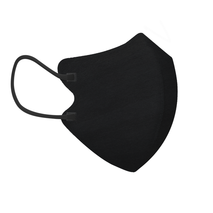 Black 3-ply 2D Slim Fit Mask - L Size (New Box of 5, Individually-wrapped)