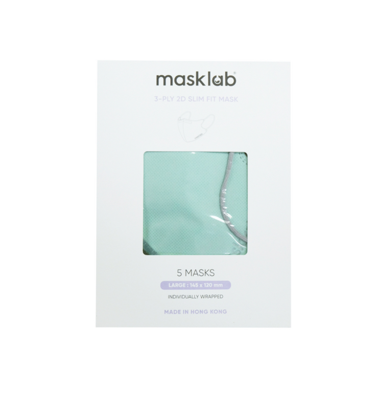 THE ZEN MASTER 3-ply 2D Slim Fit Mask - L Size (New Box of 5, Individually-wrapped)