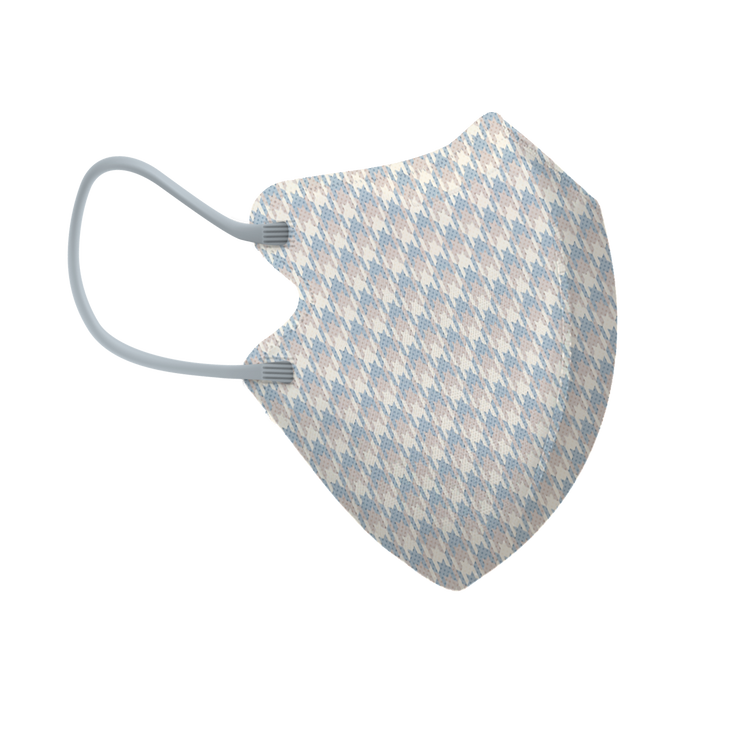 White Wash Houndstooth 3-ply 2D Slim Fit Mask - M Size (Pouch of 5)